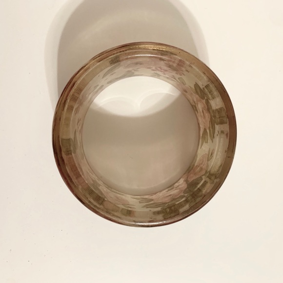 Cream and Pink Floral Plastic Bangle - Picture 4 of 4